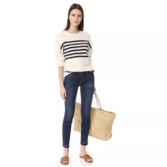 NWOT Frame Le Skinny De Jeanne Sutter Raw Cut Released Hem Dark Jeans Size 27 - Picture 1 of 3